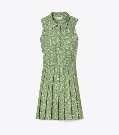 Spring Daisy Tory Burch Printed Performance Pleated Women's Dresses | AU8310746