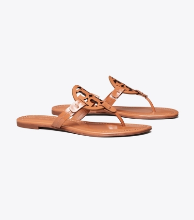 Tan Tory Burch Miller Patent Leather Women's Sandals | AU6170345