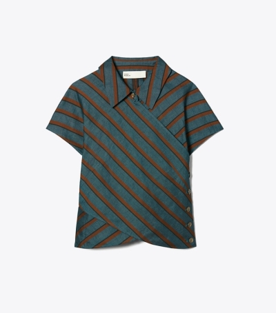 Teal/Rust Tory Burch Wrap Women's Tops | AU0632478