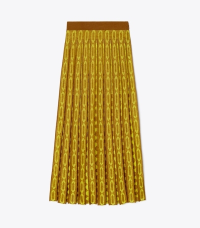 Toasted Granola / Electric Chartreuse Tory Burch Knit Jacquard Women's Skirts | AU7614503