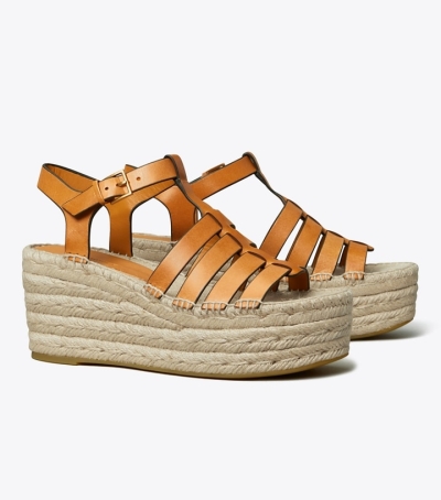 Toasted Soufflé Tory Burch Fisherman Wedge Women's Espadrilles | AU5197208