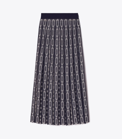 Tory Navy / French Cream Tory Burch Knit Jacquard Women's Skirts | AU4281397