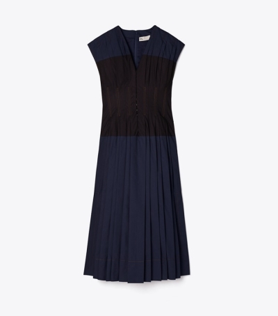 Tory Navy Tory Burch Cotton Poplin Claire Mccardell Women's Dresses | AU0213785