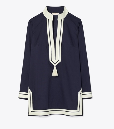 Tory Navy Tory Burch Cotton Tory Tunic Women's Coverups | AU9401826