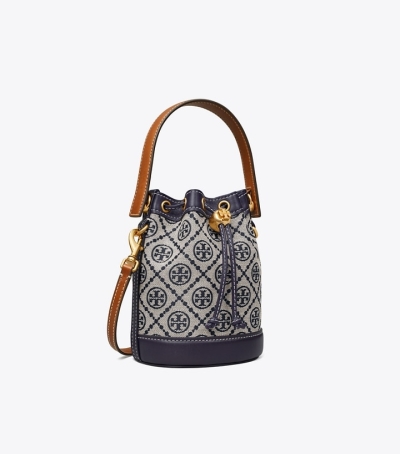 Tory Navy Tory Burch Mini T Monogram Women's Bucket Bags | AU5269034